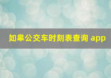 如皋公交车时刻表查询 app